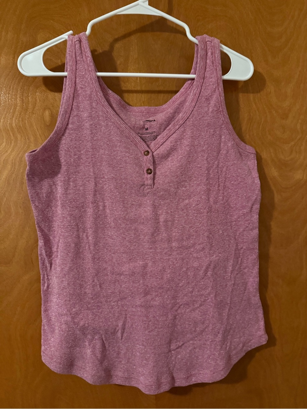 Sonoma Pink Ribbed Henley Tank Top